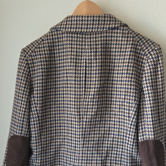 Veronica Beard Hudson Houndstooth Dickey Blazer Suede Elbows & Trim Sz 12 - Picture 10 of 16
